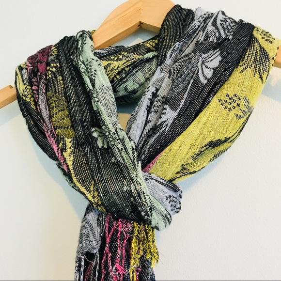 H&M Divided Shimmery MultiColor Scarf Grey Green - Picture 2 of 6